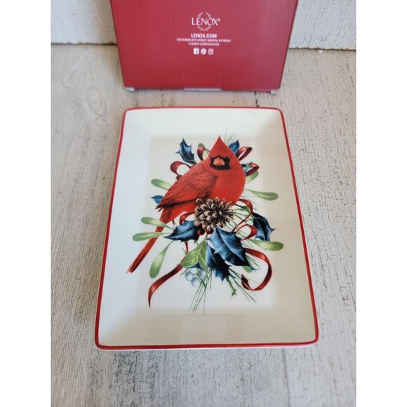 Lenox NEW red Cardinal spoon rest Winter greetings Xmas home kitchen decor - Picture 2 of 5